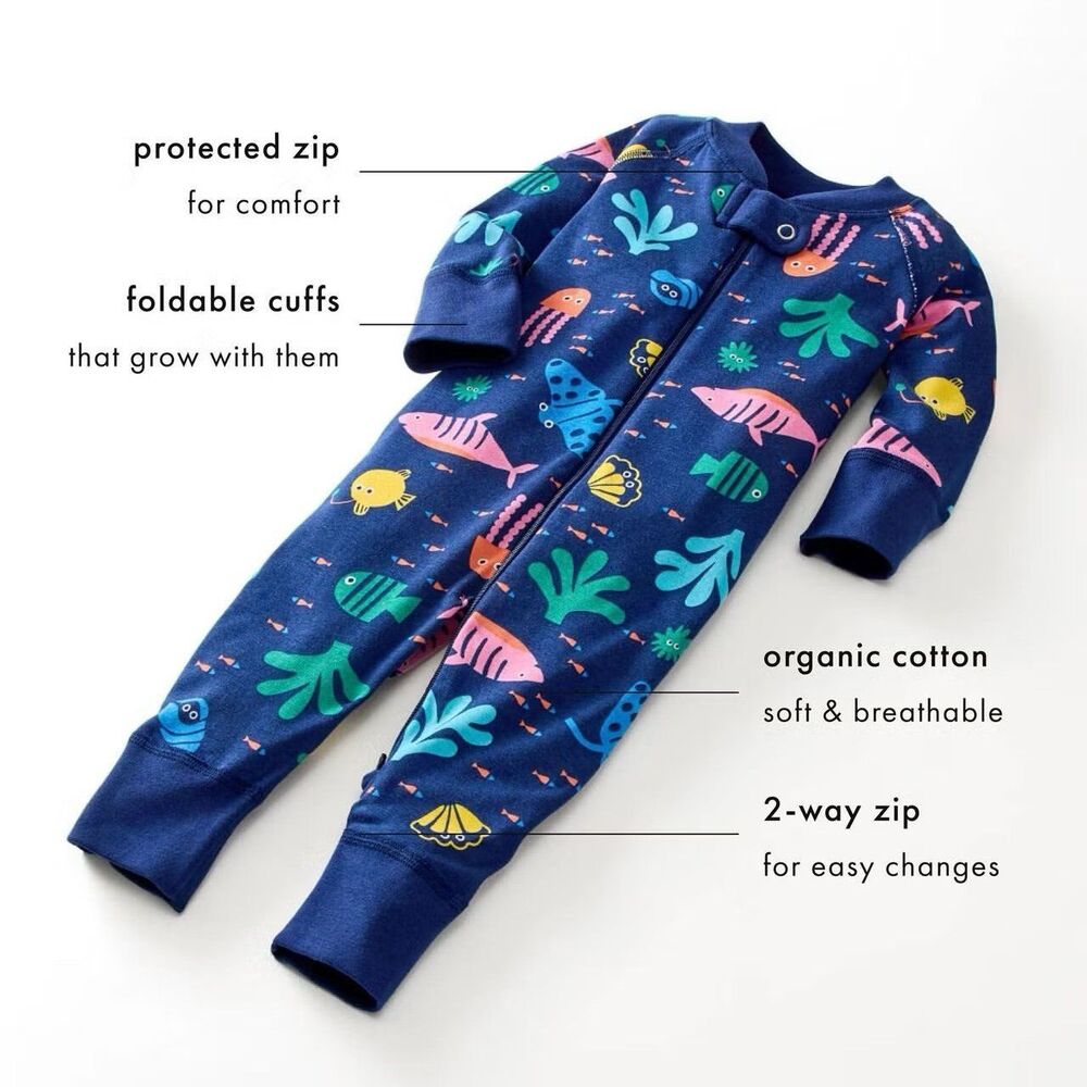 Hanna Andersson HannaJams Colorful Daisy Flower Zip Up Footless Cotton Sleeper - Picture 6 of 6